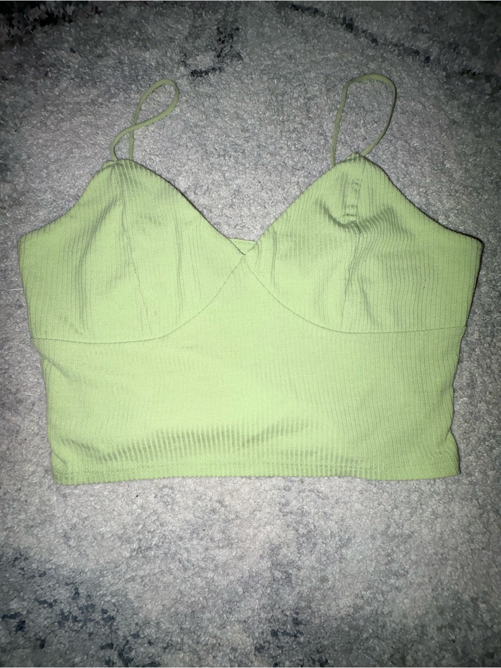 Me to We Ribbed Spaghetti Strap Crop Top - Light Lime